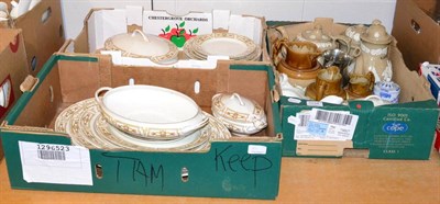 Lot 1034 - Victorian stoneware item, Johnson Bros. part dinner service, graduated set of three jugs, etc (in 3