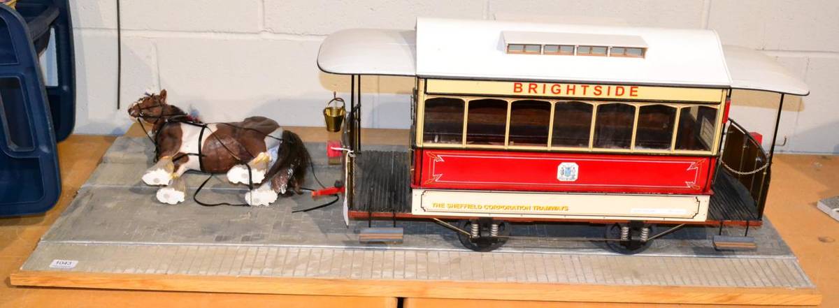 Lot 1043 - Scratch built model of Sheffield corporation Tramway Horse Drawn Tram 'Brightside' finished in...