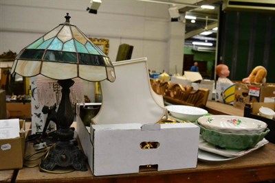 Lot 1083 - Chinese lamp, two other lamps, Royal Doulton vase by Rosina Brown, Villeroy & Boch box, etc