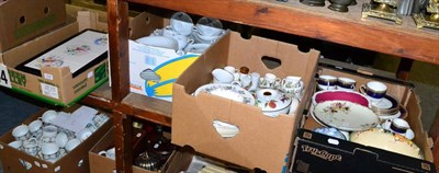 Lot 1106 - Four boxes, including dinner wares, tea sets, tile trays, oven-to-table wares etc