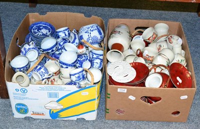 Lot 1114 - ~A Chinese red and gilt service together with a blue and white service (in 2 boxes)