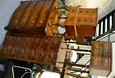 Lot 1164 - A group of reproduction furniture including a four height chest of drawers, a tall boy and two...