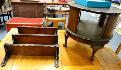 Lot 1165 - A reproduction revolving bookcase and a mahogany three tier hanging shelf