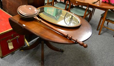 Lot 1172 - A four height bow fronted chest of drawers, drop leaf pedestal table, fret work mirror (a.f.),...