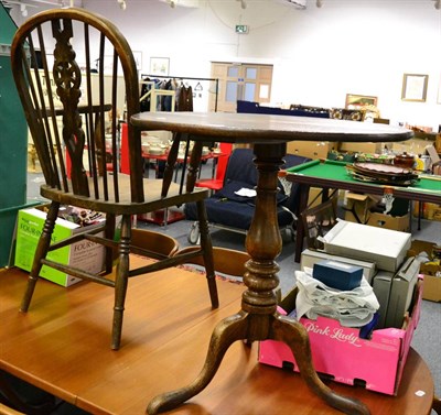 Lot 1176 - An oak tripod table and a Windsor chair