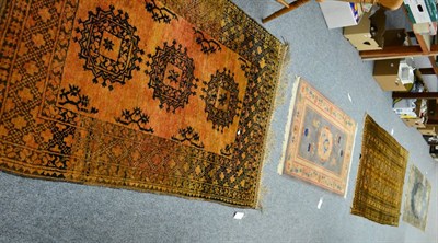 Lot 1179 - An Afghan rug, Afghan Turkestan, the gold field with three salon guls enclosed by multiple borders