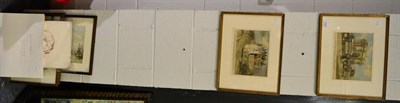 Lot 1193 - Four coaching prints, etchings, box of ashtrays, two pencil sketches by Robert Lowe Stapford...