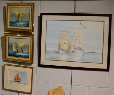 Lot 1199 - David Short, Through Sea and Air, signed, a pair of oil on canvas, together with a further...