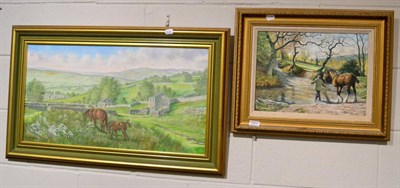 Lot 1201 - Neil Spilman, ";Crossing the Ford over Bogmire Gill";, signed and dated (19)96, oil on canvas,...