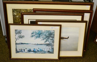 Lot 1233 - Five various prints and a watercolour signed Diana Bromley