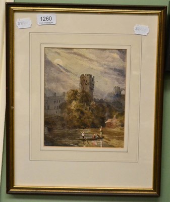 Lot 1260 - Thomas Creswick, Warwick Castle, initialled and dated 1868, watercolour