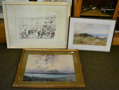 Lot 1264 - W. Baker (19th/20th century) Bamburgh Castle, indistinctly signed, watercolour, together with a...