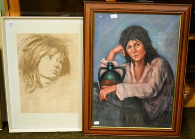 Lot 1265 - 20th century school, portrait, oil on canvas, signed and a framed print ";Sue";, signed by...