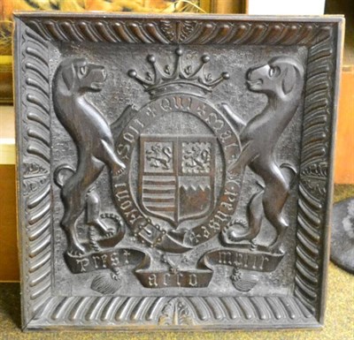 Lot 1271 - Carved wooden panel with coat of arms