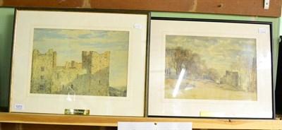 Lot 1273 - Bolton Castle and a castle in a landscape, two watercolours