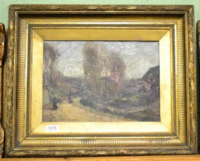 Lot 1278 - John Muirhead RSW (1863-1927) Faggot gatherer on a country lane, signed, oil on canvas