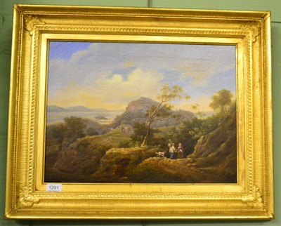 Lot 1291 - Manner of Naysmith (19th century) Figures on a country pathway, oil on canvas