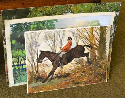 Lot 1295 - Tom Byrne (20th/21st century) Riding out, oil on board, together with four further oils by the...