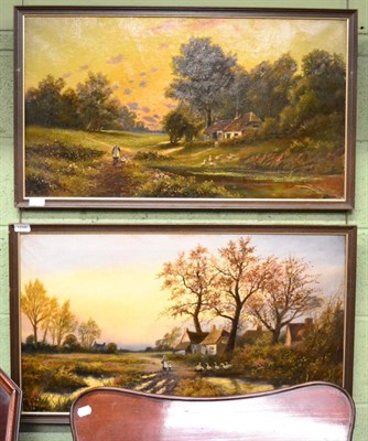 Lot 1298 - F Walters, A pair of summer landscapes, signed, oil on canvas (2)