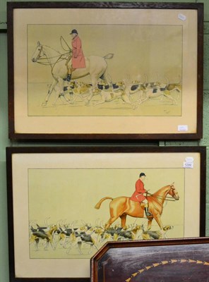 Lot 1299 - After Cecil Aldin (1870 - 1935), "; The Old School"; and ";The New School"; - a huntsman on a...