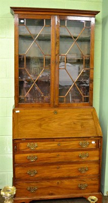 Lot 1300 - George III mahogany bureau bookcase