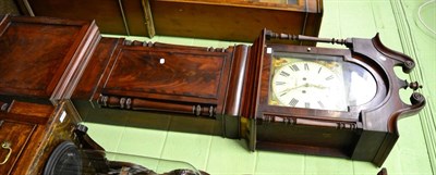 Lot 1302 - A mahogany eight day longcase clock, the painted arched dial signed indistinctly, Carlisle