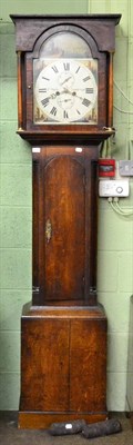 Lot 1306 - An early Victorian eight day oak longcase clock with painted dial, by J Sharpe, Stamfordham