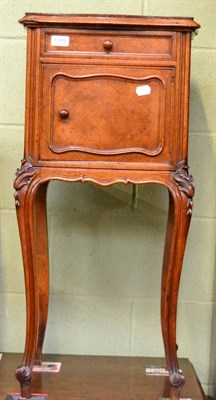 Lot 1319 - A French kingwood marble top bedside cupboard