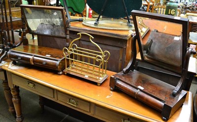 Lot 1337 - Two toilet mirrors and a brass magazine stand