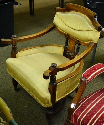 Lot 1375 - A late Victorian inlaid rosewood low open armchair