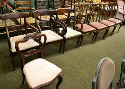 Lot 1376 - A set of four mahogany dining chairs, a set of three 19th century mahogany chairs, and another (8)