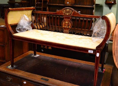 Lot 1399 - An inlaid mahogany two seater window seat