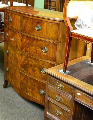 Lot 1401 - A 19th century bow fronted mahogany four height chest of drawers