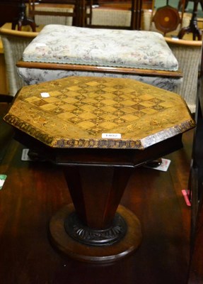 Lot 1402 - A games top occasional table (converted), two tripod tables and a box stool (4)