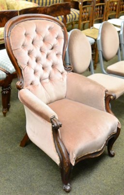 Lot 1427 - A Victorian mahogany framed button back armchair