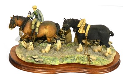 Lot 5 - Border Fine Arts 'Coming Home' (Two Heavy Horses), model No. JH9A by Judy Boyt, on wood base