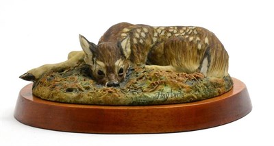 Lot 6 - Border Fine Arts 'Roe Deer Fawn' (Lying), Style One, model No. L09 by Victor Hayton, limited...