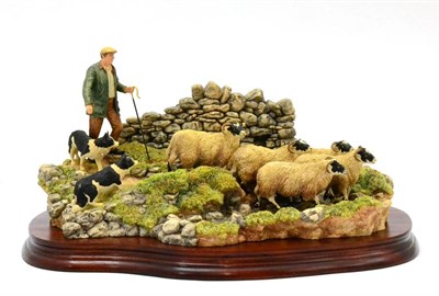 Lot 46 - Border Fine Arts 'The Crossing' (Shepherd, Sheep and Collie), model No. B0013 by Ray Ayres, limited