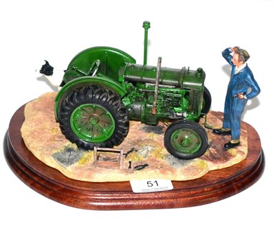 Lot 51 - Border Fine Arts 'Won't Start' (Tractor, farmer and collie), model No. B0299 by Ray Ayres,on...