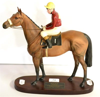 Lot 74 - Beswick Connoisseur Horse 'Red Rum - Brian Fletcher Up', model No. 2511, matt, on wood plinth