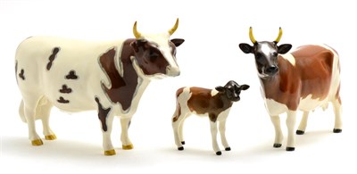 Lot 94 - Beswick Cattle comprising: Ayrshire Bull Ch. 'Whitehill Mandate', second version, model No....