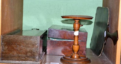 Lot 115 - A candle box, candle stand and box, and face screen