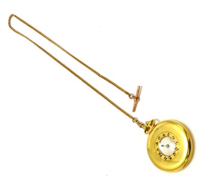 Lot 193 - An 18ct gold half hunter pocket watch and a chain with plaque, stamped 9ct