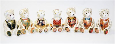 Lot 205 - Seven Royal Crown Derby paperweights including: Harrods Teddy Bear (gold stopper), Yorkshire...