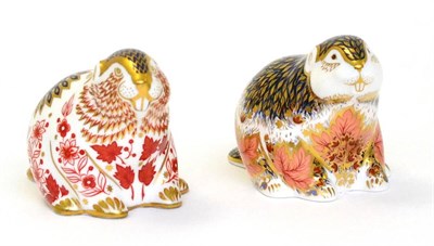 Lot 206 - Two Royal Crown Derby paperweights including: Riverbank Beaver (gold stopper) and Beaver...