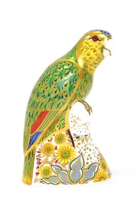 Lot 216 - A Royal Crown Derby paperweight, Amazon Green Parrot (gold stopper)