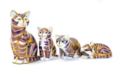 Lot 227 - Four Royal Crown Derby paperweights including: Cat, Kitten, Sitting Kitten and Sleeping Kitten...