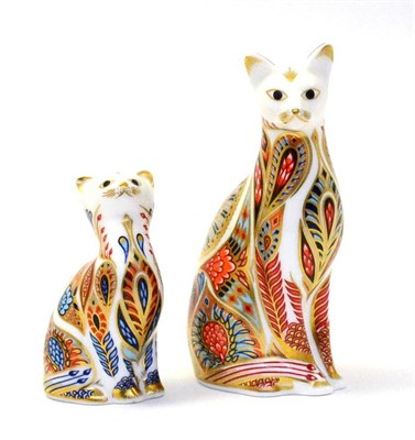 Lot 233 - Two Royal Crown Derby paperweights including: Siamese Cat and Siamese Kitten (both with gold...