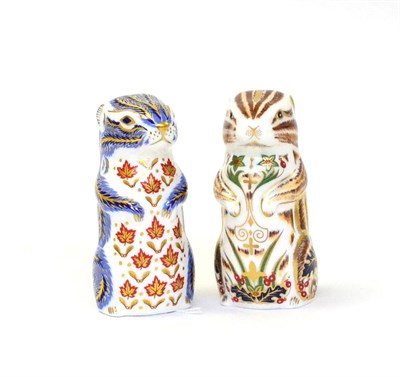 Lot 235 - Two Royal Crown Derby Paperweights including: Chester Chipmunk (gold stopper) and Chipmunk...