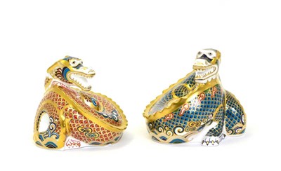 Lot 240 - Two Royal Crown Derby Paperweights including: Dragon of Happiness (224/1500 with gold stopper)...